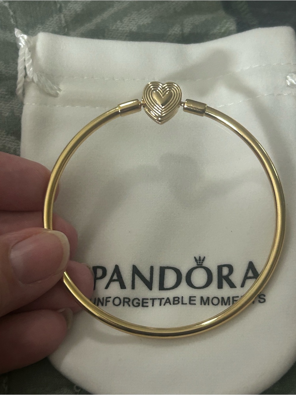 authentic pandora bracelet Radiating Heart Clasp Bangle 14k gold plating - Picture 9 of 9